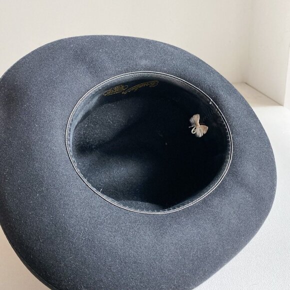 Vintage Borsalino Black Wool Mens's Fedora Hat Davide I 53cm - Picture 6 of 9